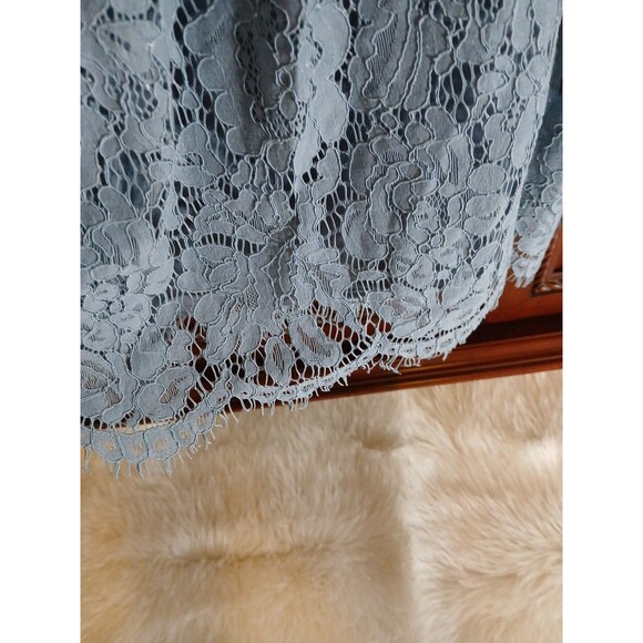 French Connection Dress Women's Size 8 Icy Blue Knit w/ Lace Overlay Lining - Picture 3 of 14